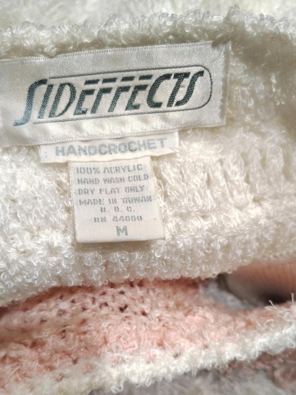 Handcrochet Cream & Pink Teddy Jacket — Women's Cozy Coat